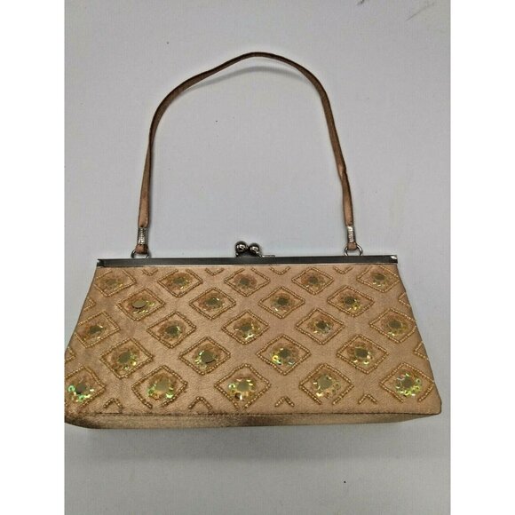 Ladies Evening Purse by Bertotti, gold sequined, with matching lipstick case - Picture 3 of 8